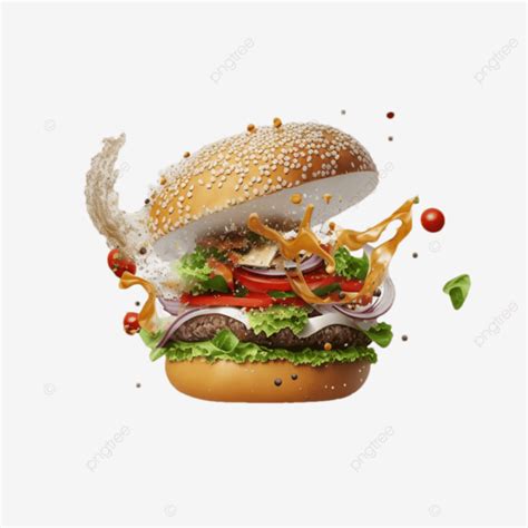 D Food Burger Vegetable Three Dimensional Effect Food Three