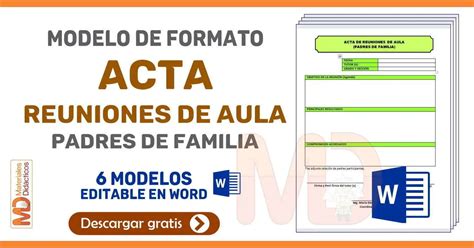 Formatos Acta De Reuniones De Aula Padres De Familia Materiales