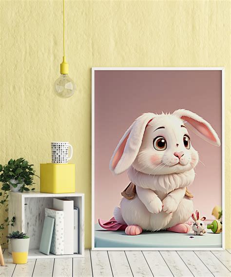 Cute Bunny Rabbit Printable Wall Art Cute Animals Prints Etsy