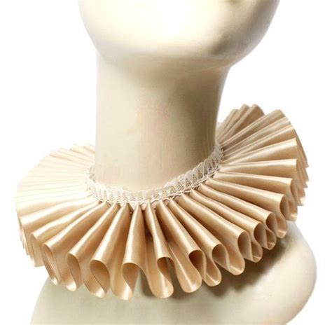 Champagne Satin And Lace Elizabethan Neck Ruff Ruffled Collar Etsy