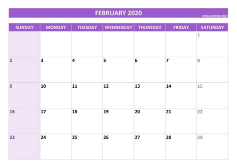 February 2020 Calendar Calendarbest