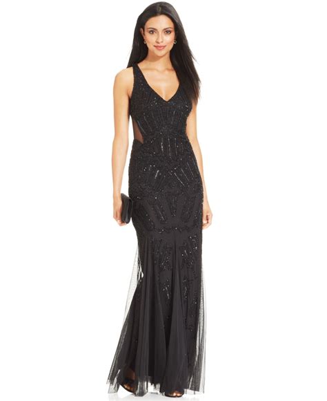 Lyst Adrianna Papell Sleeveless Beaded Mermaid Gown In Black