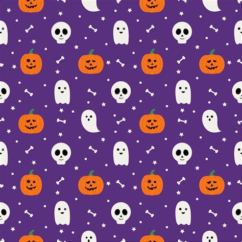 Premium Vector | Happy halloween seamless pattern on purple background.