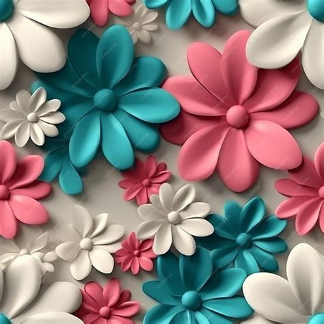 Premium Ai Image Pink And Blue Flowers Wallpaper That Is A Wallpaper