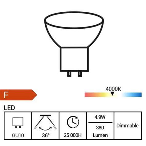 Ampoule Led Dimmable Philips Master Gu10 36° 4 9w 50w 380lm 4000k