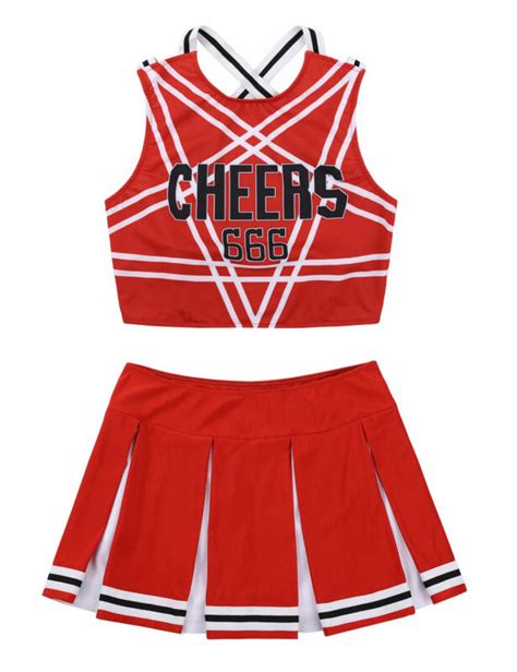 Women S Cheerleader Costume Sexy Cheer Cosplay Fancy Dress Crop Top