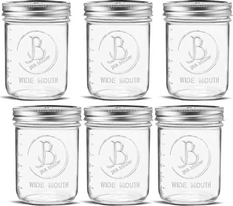 Wide Mouth Mason Jars 16 Oz 6 Pack Clear Glass Pint