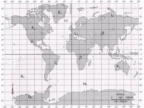 Localiza Las Coordenadas Geográficas De Las Letras Que Se Encuentran En