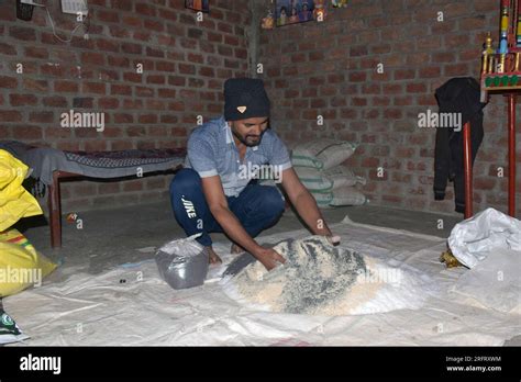 09 12 2021 Indore Madhya Pradesh India Indian Farmer Mixing