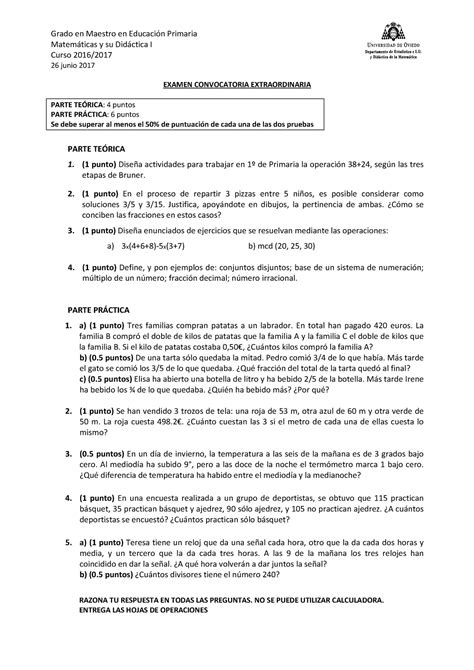 Examen Junio Preguntas Grado En Maestro En Educaci N Primaria