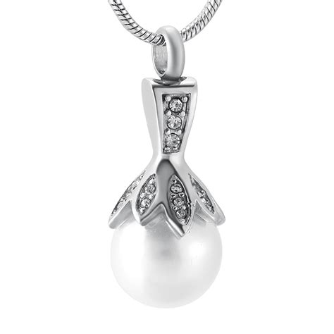 Elegant Mini Cremation Necklace White Pearl Urn Necklace For Ashes