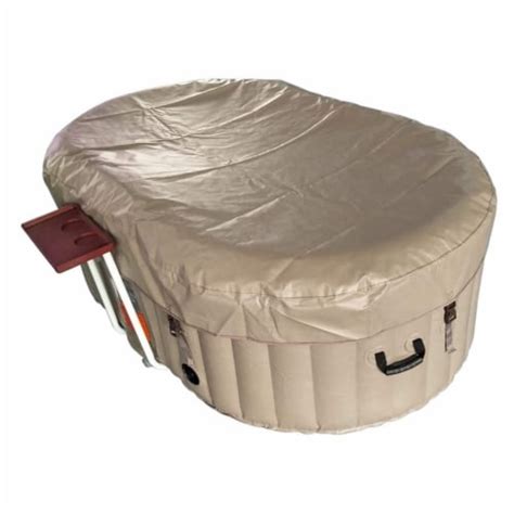 Aleko Gallon Person Oval Inflatable Jetted Hot Tub W Fitted Cover Brown Piece Smith