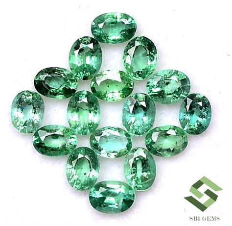 X Mm Natural Emerald Oval Cut Lot Pcs Cts Untreated Loose