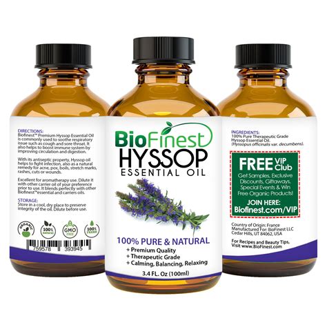 Biofinest Hyssop Essential Oil Organic Pure Undiluted Ntuc Fairprice