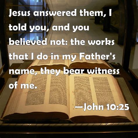 John Jesus Answered Them I Told You And You Believed Not The