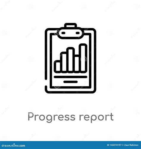 Outline Progress Report Vector Icon Isolated Black Simple Line Element