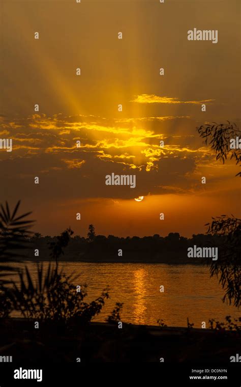 Sunset Over The Nile Stock Photo Alamy