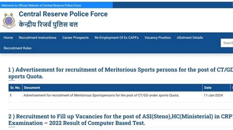 Crpf Constable Gd Recruitment Apply For Constable Gd Posts