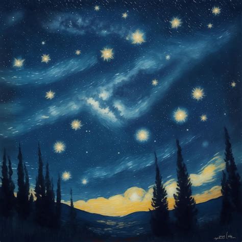 Premium AI Image | painting of a starry night sky