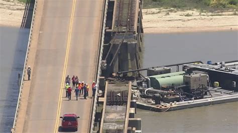 Barge Slams Into Texas Bridge Partially Collapsing It And Sending Oil