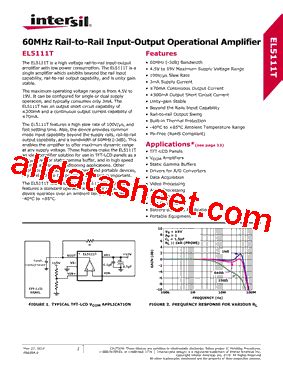 EL5111TIWTZ T7A Datasheet PDF Intersil Corporation