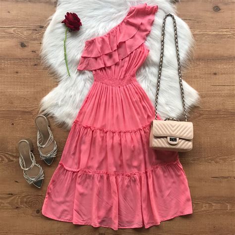 Vestido Midi Mula Manca Babados Rosa Dondoca Moda Feminina Dondoca