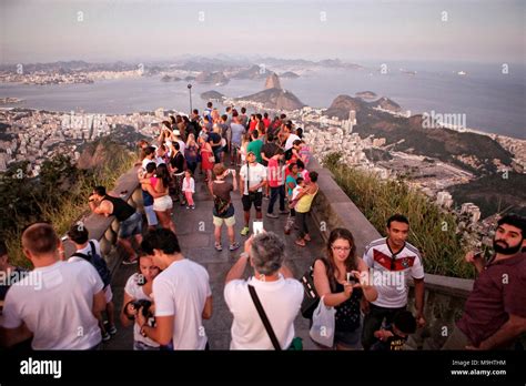 Sunset view on Rio de Janeiro from the Christ the Redeemer, The Christ ...