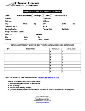 Fillable Online Standard Bclaimb Form For Blossb Or Bdamageb Fax Email