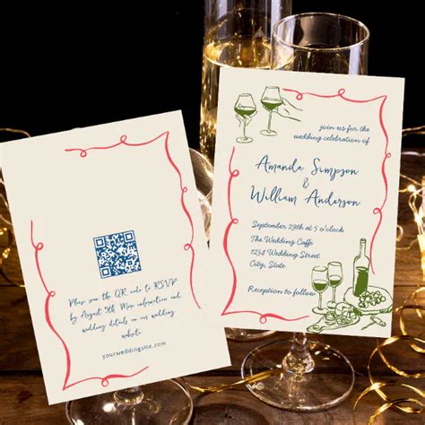 Funky Hand Drawn Scribble Retro Wedding Qr Code Invitation Zazzle