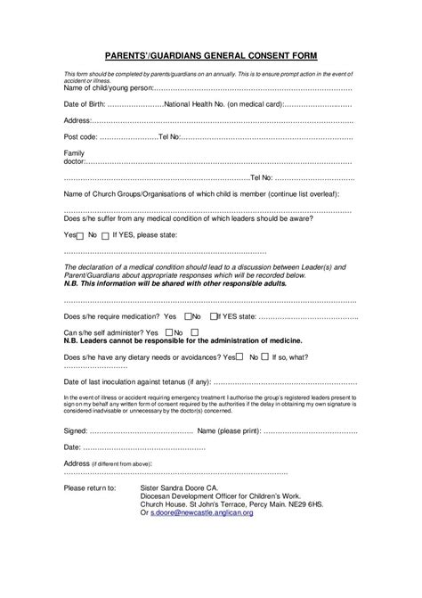 Parents Guardians General Consent Form Diocese Of Newcastle