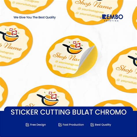 Jual CETAK STIKER CROMO LABEL BULAT LABEL NAMA LABEL MAKANAN TOPLES