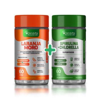 Kit Extrato Laranja Moro Cromo Café Verde 3x1 60 Caps Spirulina