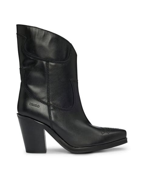 Hugo Cuban Heel Cowboy Boots In Leather In Black Lyst