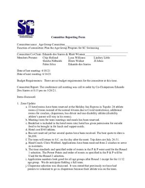 Fillable Online Committee Reporting Form Teamunify Fax Email Print