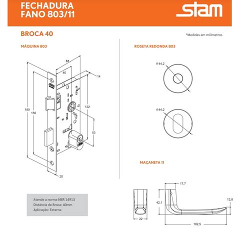 Fechadura Externa Roseta Redonda Inox Polido Stam