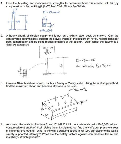 Solved Find The Buckling And Compressive Strengths To Chegg