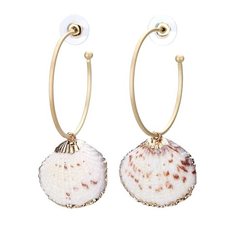 Scallop Shell Hoop Earrings Earrings Hoop Earrings Scallop Shells