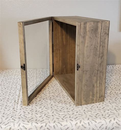 X X Wooden Shadow Box Hinged Glass Lid Display Case Box