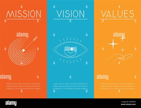 Misi N Visi N Concepto De Valores Tres Iconos Ilustraci N