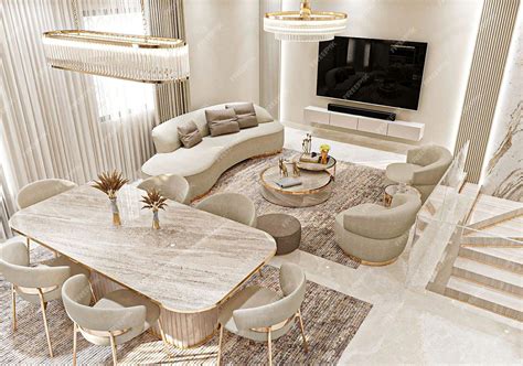 Premium Photo Luxury Elegant White Gold Living Room Design