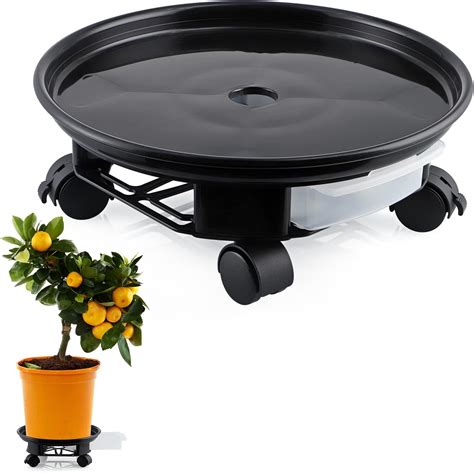 Fousenuk Porte Plante a Roulettes Réglable 40 58 5cm Support de Pot de