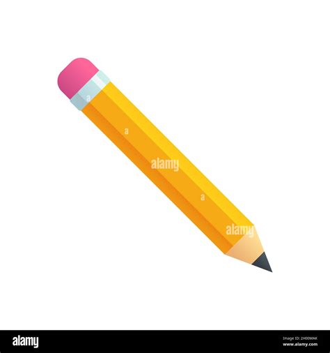 Simple Cartoon Pencil Icon Flat Vector Clip Art Illustration Stock