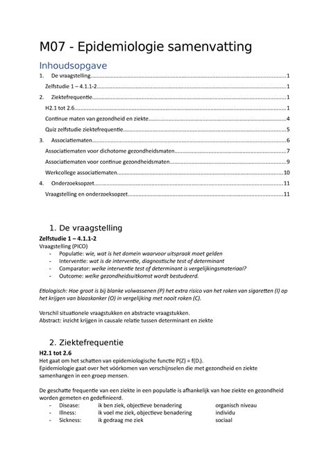 Epidemiologie Samenvatting M Epidemiologie Samenvatting