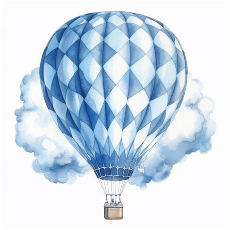 Premium Photo There Is A Blue And White Hot Air Balloon Flying In The