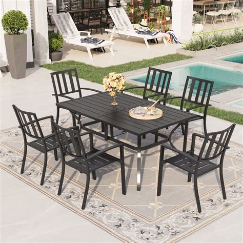 Aecojoy Aluminum 7 Piece Outdoor Furniture Patio Dining Set With