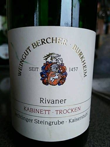 Weingut Bercher Jechtinger Steingrube Rivaner Kabinett Trocken Vivino