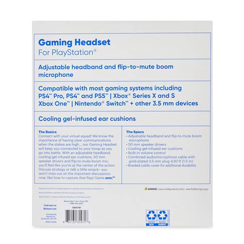 Onn Playstation Wired Video Game Headset With 35mm Connector Flip To