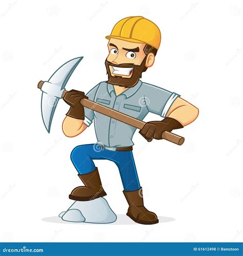 Miner Holding Coal In Hands. Cartoon Vector | CartoonDealer.com #70372123