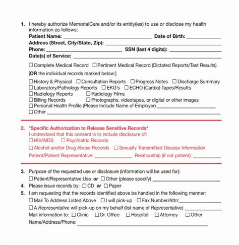 Medical Records Request Form Template Shooters Journal