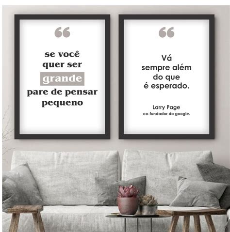 Conjunto de Quadros Decorativos Frase Escritório Motivação